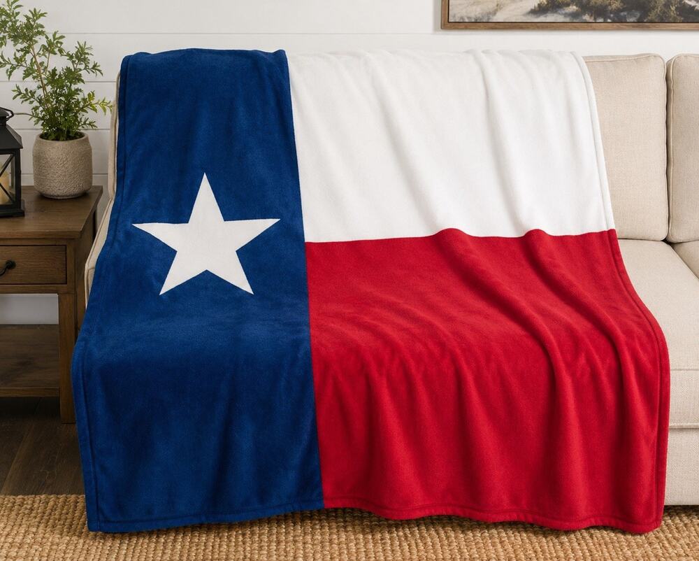 Texas Flag Throw Blanket 50x60 Fleece Wolf Essentials Patriotic Lone Star Flag